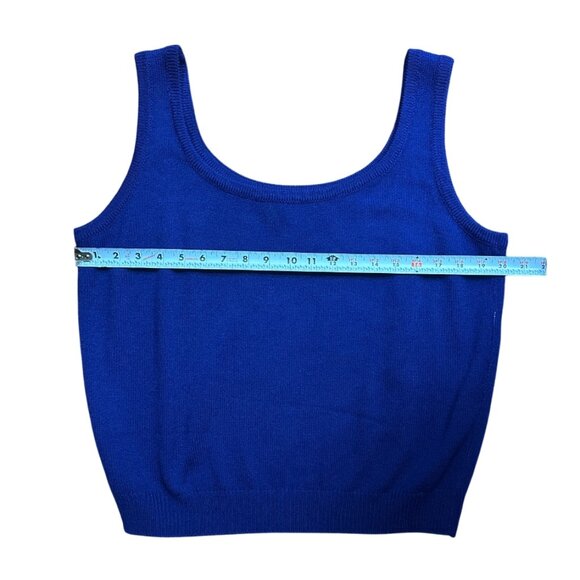St. John Vintage Santana Knit Shell Tank Top Large Basic Blue Great Condition - Picture 9 of 9